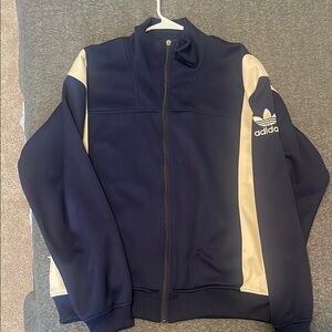 Vintage Adidas Navy and Cream Track Jacket